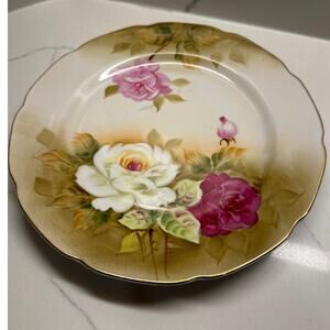 RARE Luncheon Plate Heritage Brown (Floral) by Lefton Discontinued NE2222FL